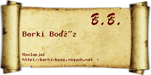 Berki Boáz névjegykártya